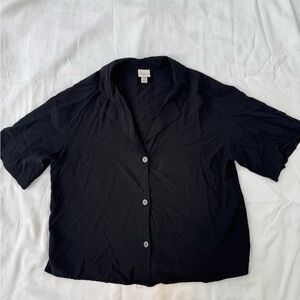 a new day Black Short Sleeve Button-Down Shirt